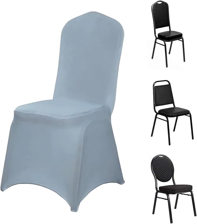 Efavormart 20 PCS Dusty Blue Stretchy Spandex Fitted Banquet Chair Covers for Party Dining Chairs Wedding Banquet Outdoor Event Catering Slip Covers by efavormart