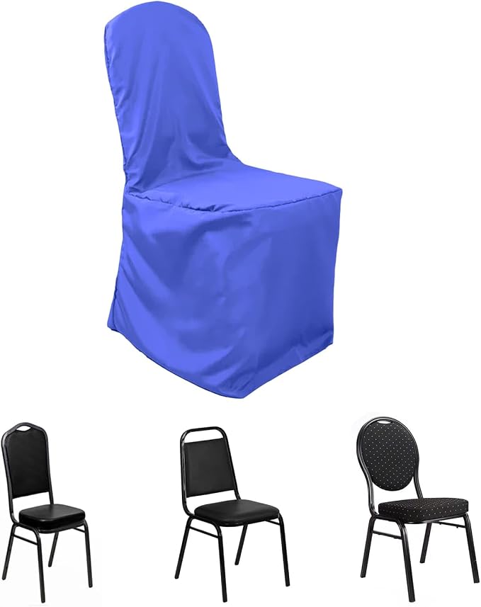 Efavormart 20PCS | Round Top Royal Blue Polyester Banquet Chair Covers Linen Dinning Chair slipcover for Wedding Party Event Catering by efavormart
