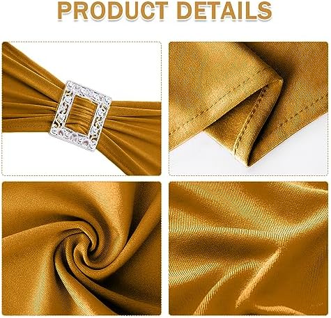 Joccun 120 PCS Spandex Chair Sashes Bows Stretch Chair Cover Band with Buckle Slider Universal Elastic Chair Ties for Wedding Banquet Party Event Decoration (Gold) - Image 3