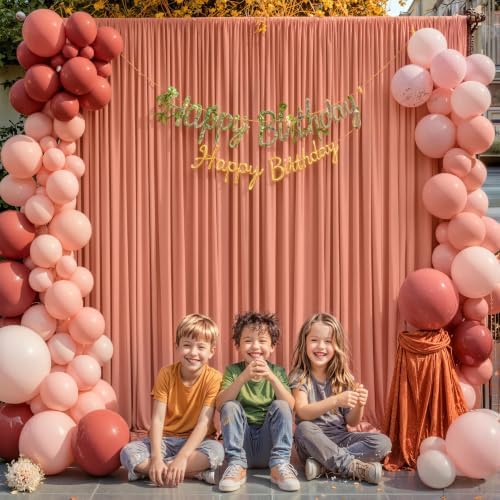 4 Panels Rust Backdrop Curtain for Parties Wedding Wrinkle Free Red Photo Curtains Backdrop Drapes Fabric Decoration for Birthday Party Baby Shower Christmas 20ft(W) x 10ft(H) - Image 3