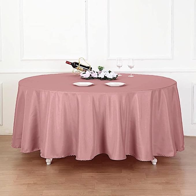 Balsa Circle 6 pcs 108 inch Dusty Rose Round Polyester Tablecloths Fabric Table Cover Linens for Wedding Party Banquet Reception Events Kitchen Dining - Image 3