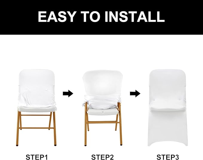 Spandex Chair Cover,25PCS,Living Room Folding Chair Covers,Removable Chair Covers Washable Protector Stretch Chair Cover for Party, Banquet,Wedding Event,Hotel(Champagne) - Image 3