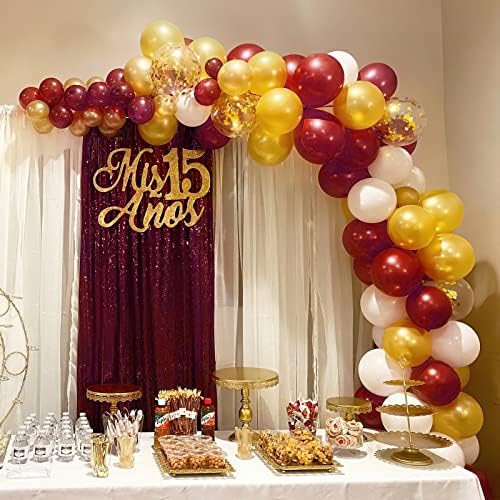 Burgundy Sequin Backdrop 4 Pcs 2ftx8ft Glitter Backdrop Curtains Birthday Party Decoration Photography Backgrounds Fabric Backdrop - Image 5