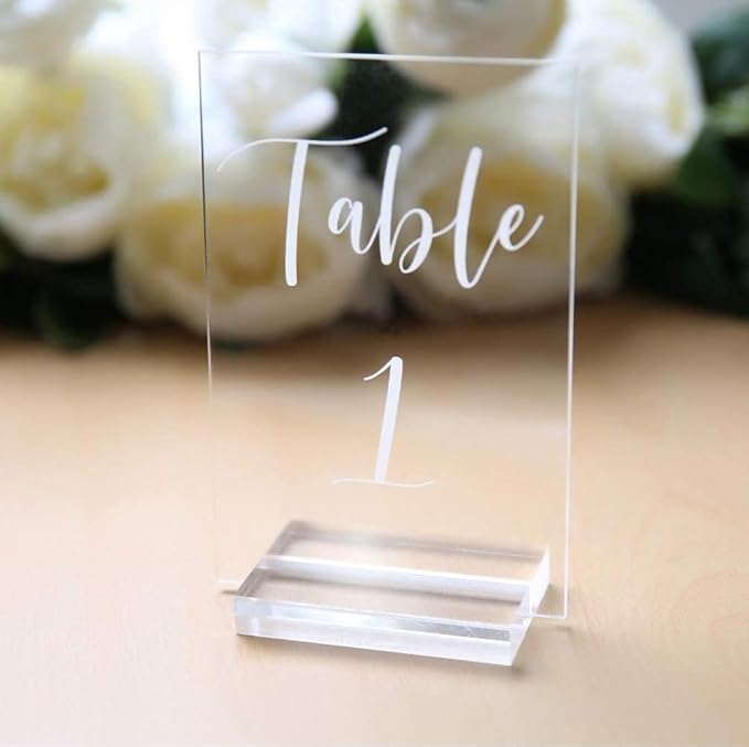 60 PACK Acrylic Sign Holders, Clear Acrylic Sign Stand,Acrylic Table Number Holder for Wedding Table Number/Sign/ - Image 3