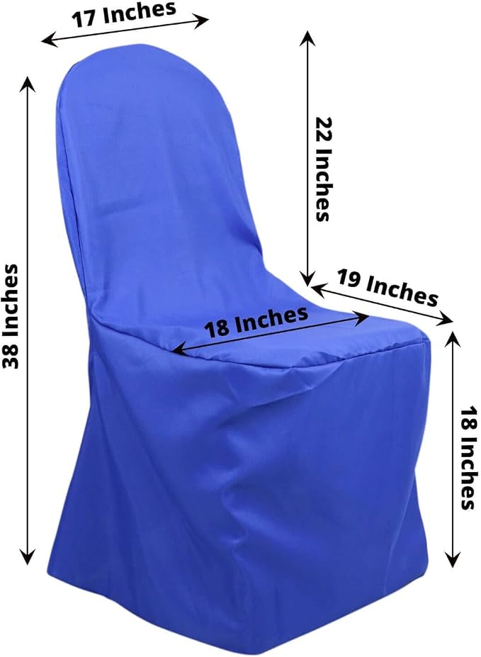 Efavormart 20PCS | Round Top Royal Blue Polyester Banquet Chair Covers Linen Dinning Chair slipcover for Wedding Party Event Catering - Image 3