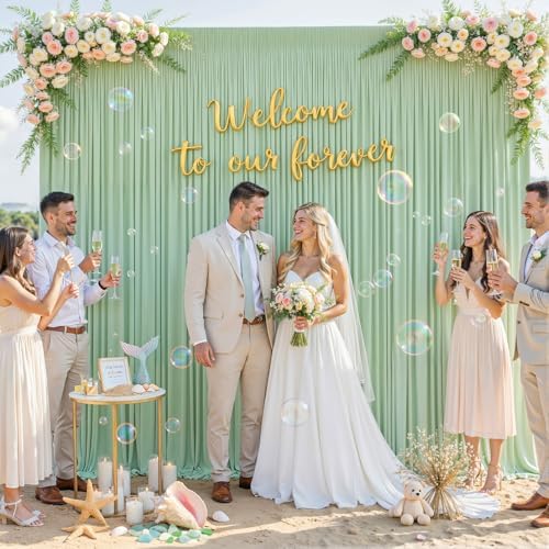 Sage Green Backdrop Curtain for Parties Wrinkle Free Dark Green Photo Curtains Backdrop Drapes Fabric Decoration for Baby Shower Birthday Party Photography 5ft x 8ft,2 Panels - Image 3