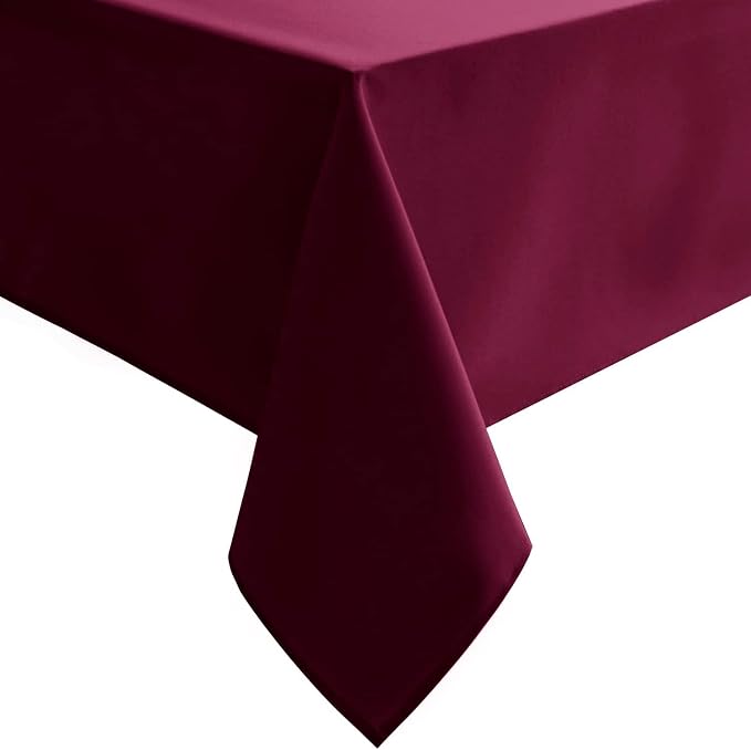 Hiasan Burgundy Tablecloth for Rectangle Tables， 70 x 140 inch, 1 Pack | Waterproof, Spillproof, Wrinkle Resistant, Washable Polyester Table Cloth for Dining/Party/Christmas/Outdoor Picnic by Hiasan