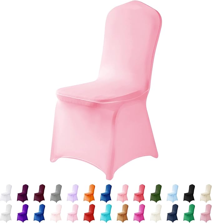 Spandex Chair Covers, 12PCS, Washable Protector for Living Room, Party, Banquet, Wedding, Hotel (Pink) by AlGaiety