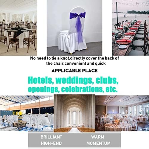 Polyester Stretch Chair Sashes Bands Organza Sash Bows Spandex Bows for Party Birthday Hotel Romantic Wedding Banquets Decoration (Blue Purple 100 PCS) - Image 2
