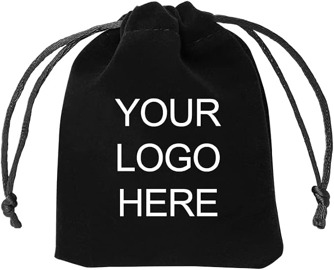 TOPTIE 50Pcs Custom Velvet Gift Bags 6x8 Inch with Your Logo Printed | Small drawstring jewelry pouches, personalized items for wedding, party, event & gift wrap, dices collection - Image 3