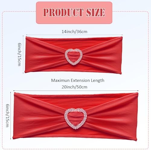 Red Chair Sashes 100 Pack Spandex Red Sashes for Chairs with Heart Buckle - Image 2