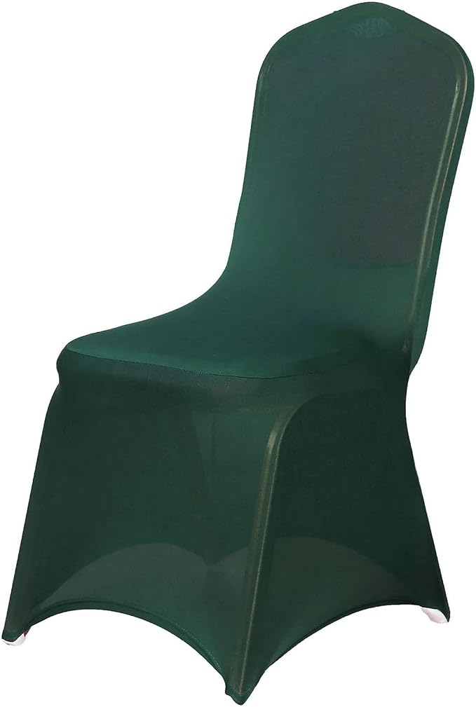 Efavormart 10 Pack Hunter Emerald Green Spandex Fitted Banquet Chair Covers, Reusable Stretched Slip On Chair Covers - Image 7