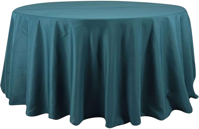 Tableclothsfactory 5PCS | 120" Wholesale Round Tablecloth Polyester Round Table Linens for Wedding Party Banquet Restaurant - Peacock Teal for Party & Decorations - Image 6