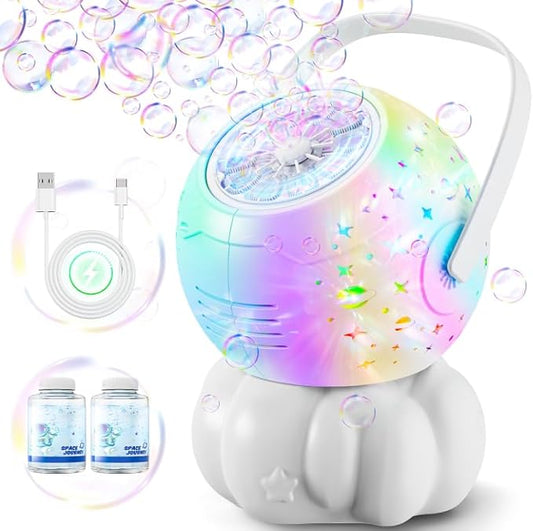 Rechargeable Bubble Machine - 7 Color LED Light, 10 Large Wands, 20oz(600ml) Tank - Automatic Bubbles Maker Blower - Outdoor Toys for Toddlers 1-3, Kids Age 3+, Parties, Boys Girls Birthday Gifts