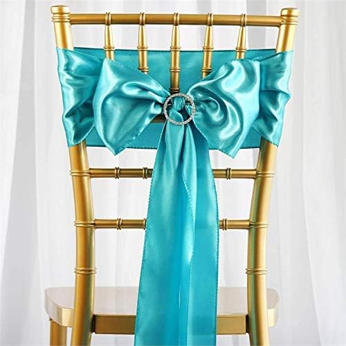 Balsa Circle 100 Turquoise Satin Chair Sashes Bows Ties for Wedding Decorations Party Supplies Events Chair Covers Decor Banquet Reception - Image 2