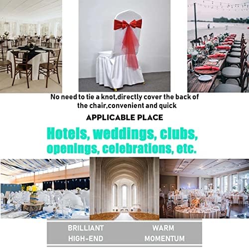 Polyester Stretch Chair Sashes Bands Organza Sash Bows Spandex Bows for Party Birthday Hotel Romantic Wedding Banquets Decoration (Red 6 PCS) - Image 2
