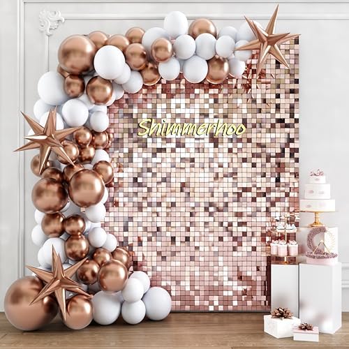 Shimmer Wall Backdrop - 24pcs Decorations Panel | Wedding, Birthday, Anniversary, Engagement & Bridal Shower Party Decor Panel (Rose Gold) by Shimmerhoo