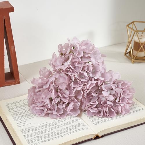 Artificial Hydrangea Flowers Dusty Purple Heads 10 Fake Hydrangea Silk Flowers for Wedding Centerpieces Bouquets DIY Floral Decor Home Decoration with Stems(VASE NOT Included) - Image 6