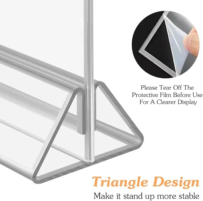 16 Pack 5x7 Clear Acrylic Sign Holders with Silver Borders and Vertical Stand, Double Sided Display Acrylic Table Number Holder for Desktop Table Menu, Wedding, Party, Restaurant - Image 6
