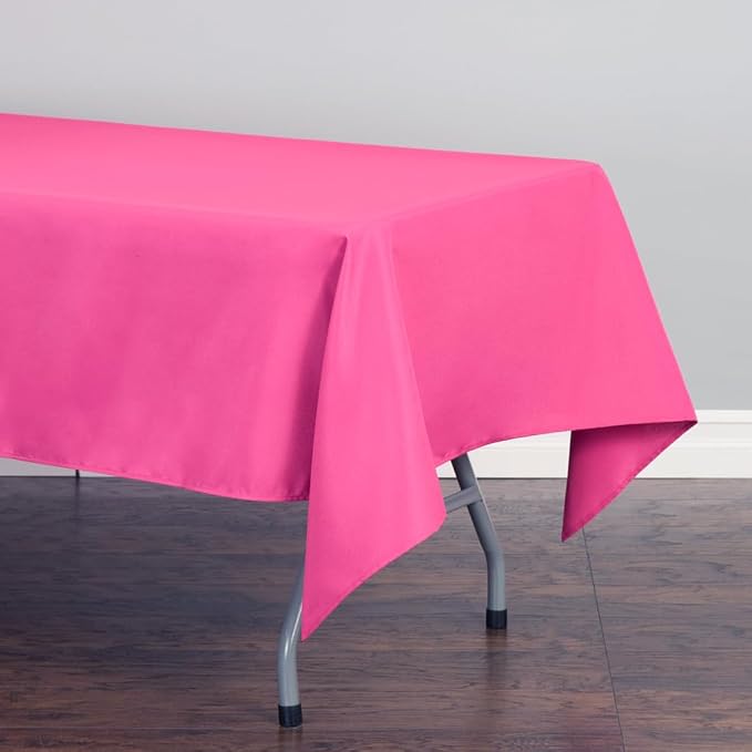 LTC LINENS 10 Pack Fuchsia Rectangular Tablecloths 60 x 126 Inch for 8 Feet Rectangle Banquet Tables with Half-Drop - Stain and Wrinkle Resistant Polyester Fabric Cloth Table Covers for Party, Wedding - Image 2