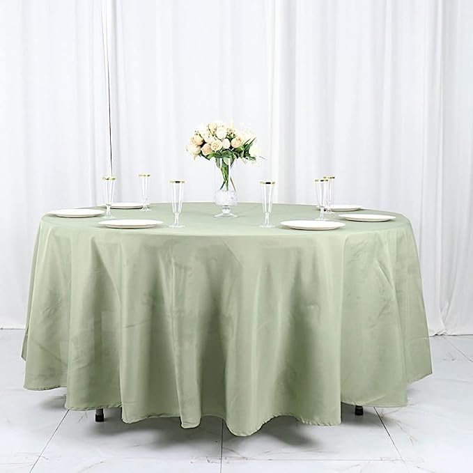 Balsa Circle 6 pcs 108 inch Eucalyptus Green Round Polyester Tablecloths Fabric Table Cover Linens for Wedding Party Banquet Reception Events Kitchen Dining - Image 2