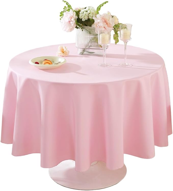 10 Pack Round Tablecloth 90 Inch Pink Tablecloth, Polyester Fabric Washable Table Cloth for Home, Party, Wedding or Restaurant Use. - Image 2