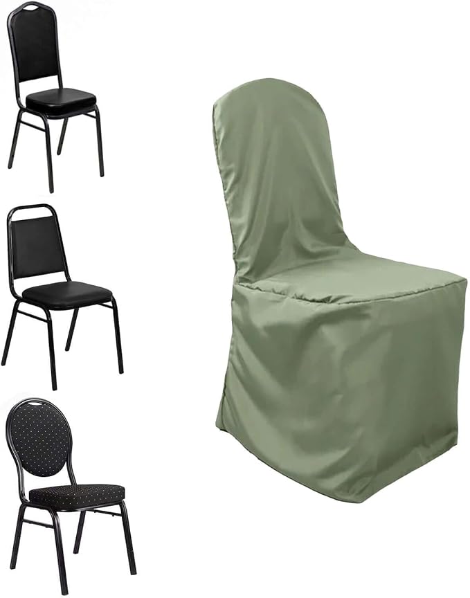 Efavormart 30PCS | Round Top Eucalyptus Sage Green Polyester Banquet Chair Covers Linen Dinning Chair slipcover for Wedding Party Event Catering - Image 5