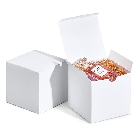 MESHA 4x4x4 Gift Boxes 50 PC Small Gift Box with Lids Bulk White | Cardboard Paper Boxes for Presents, White Bridesmaid Proposal Box for Packaging by MESHA