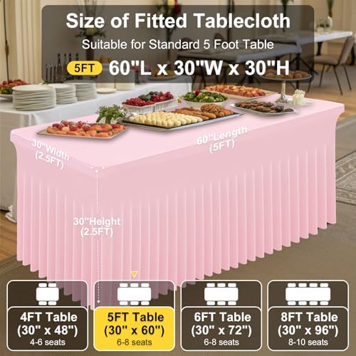 Smiry Spandex Elastic Fitted Table Cloth Skirt for 5FT Rectangle Table - Image 3