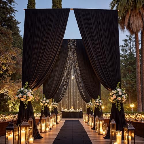 gogoparti 50x20FT Black Ceiling Drapes for Weddings Parties - 10 Panels of 5x20FT Wrinkle Free Silk Black Drapes for Tent Canopy, Weddings, Birthdays, Parties, Tent & Event Decoration - Image 6
