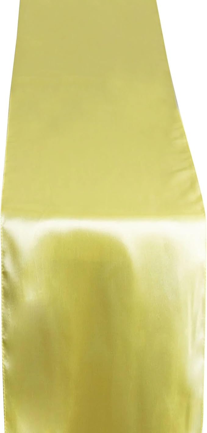 10 pcs 12 x 108 inch Yellow Satin Table Runners Wedding Table Top Party Supplies Reception Linens Decorations by BalsaCircle
