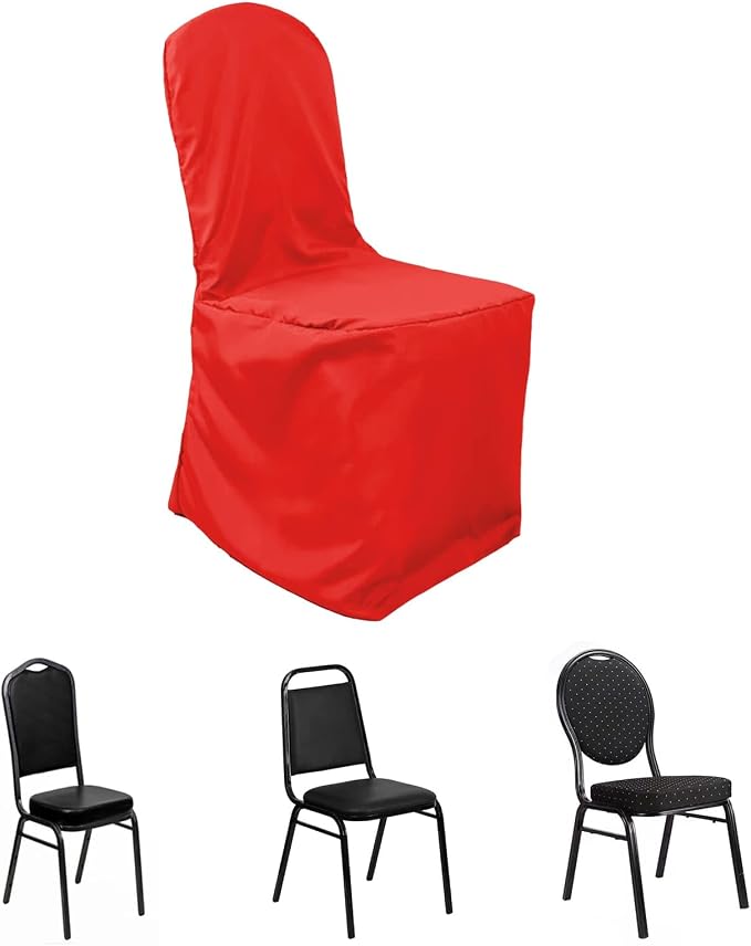 Efavormart 20PCS | Round Top Red Polyester Banquet Chair Covers Linen Dinning Chair slipcover for Wedding Party Event Catering by efavormart