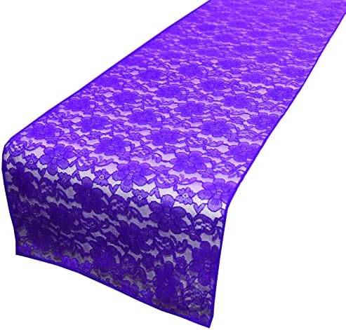 Zen Creative Designs 10 Pack Floral Lace Table Runner Sheer Lace Event Party Wedding Table Decor (12" by 120", Purple) by ZenCreativeDesigns