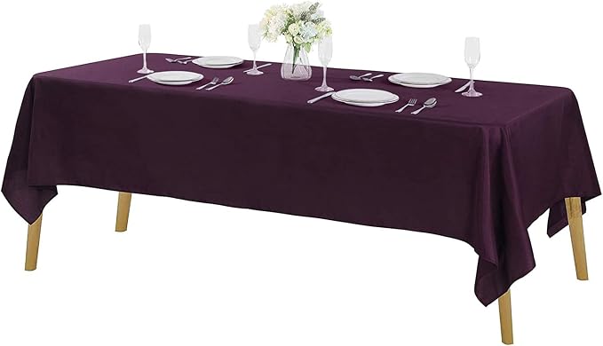 MDS Pack of 5 Rectangle Tablecloth 70 x 108 Inch Polyester Wrinkle Resistant Washable Polyester Table Cloth for Kitchen Dining Buffet Parties, Picnic, Events, Weddings and Restaurants - Wine by MDS