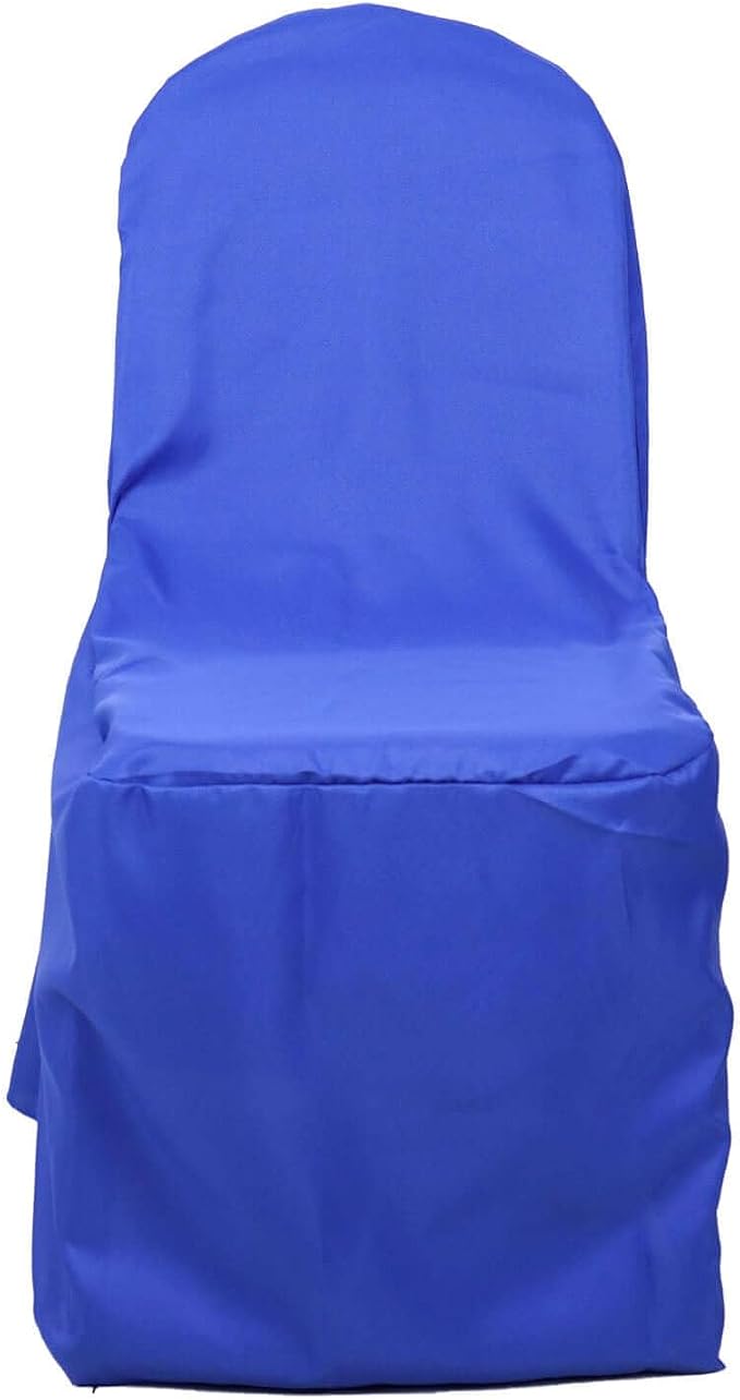 Efavormart 20PCS | Round Top Royal Blue Polyester Banquet Chair Covers Linen Dinning Chair slipcover for Wedding Party Event Catering - Image 6