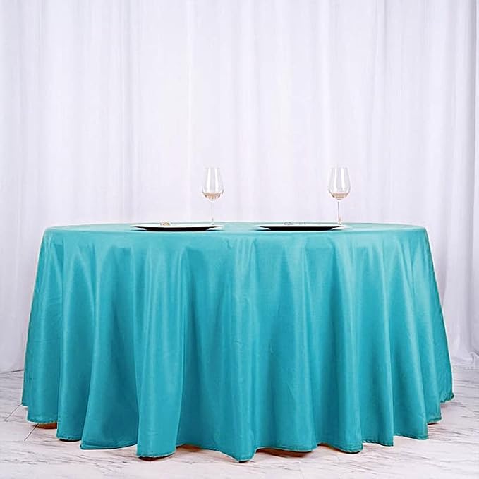 10 pcs 120 inch Turquoise Round Tablecloths Fabric Table Cover Linens | 120" Washable Fabric Table Cloth Covers for Wedding Party Polyester Reception Buffet Events Catering Dining Events Kitchen - Image 3