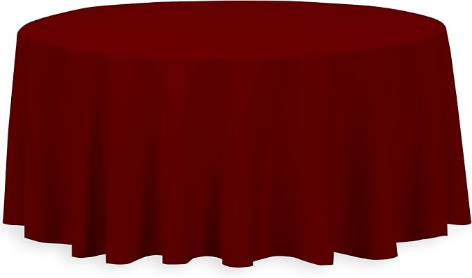 LTC LINENS Burgundy Round Tablecloth - 132 Inch Large Party Tablecloth, Wrinkle Resistant, Washable Polyester Fabric Table Cover Linens for Wedding, Party, Banquet by LTCLINENS