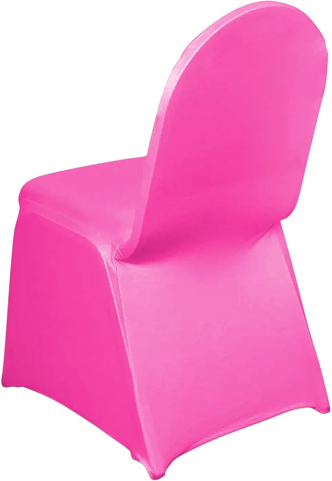 Efavormart Spandex Stretch Fushia Chair Covers 100 PCS Universal Banquet Chair Covers for Party Dining with Foot Pockets Washable Wedding Chair Slip Covers for Outdoor - Image 8