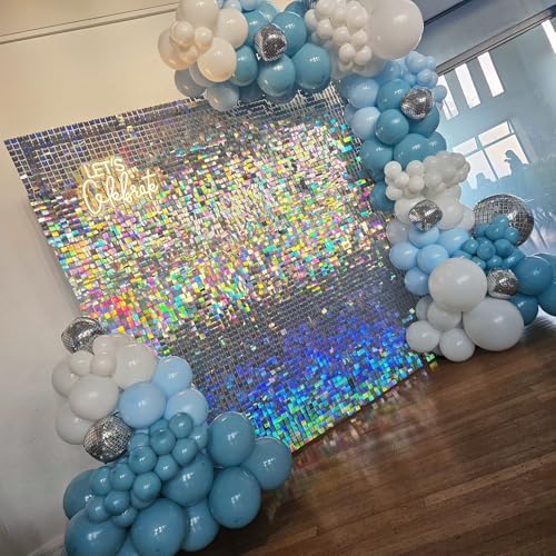 Silver Iridescent Shimmer Wall Backdrop, 24pcs Sequin Panels - Image 4