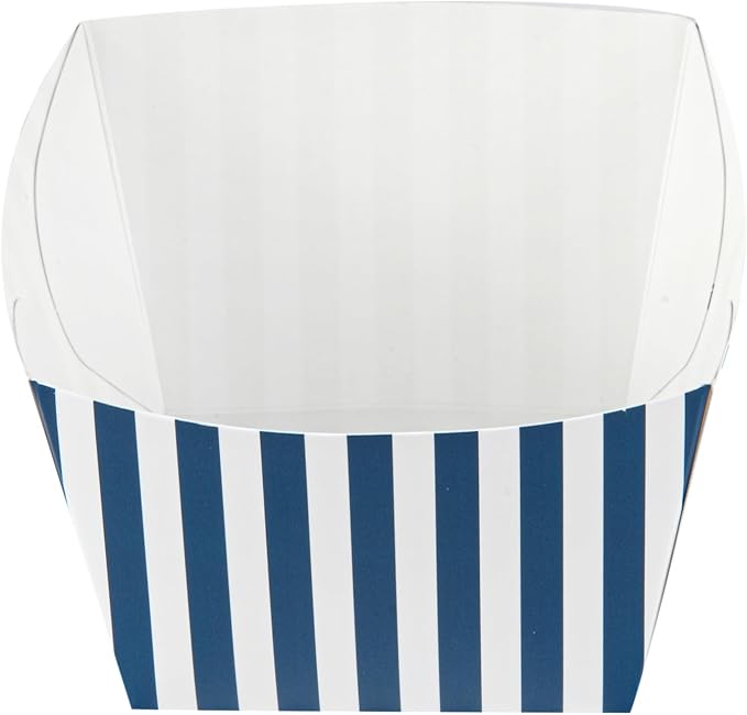 Restaurantware Bio Tek 5.3 x 5.3 x 3.3 Inch Popcorn Boxes 200 Square Mini Treat Boxes - Open-Top Design Grease Impermeable Blue And White Paper Party Favor Containers Disposable Versatile - Image 13