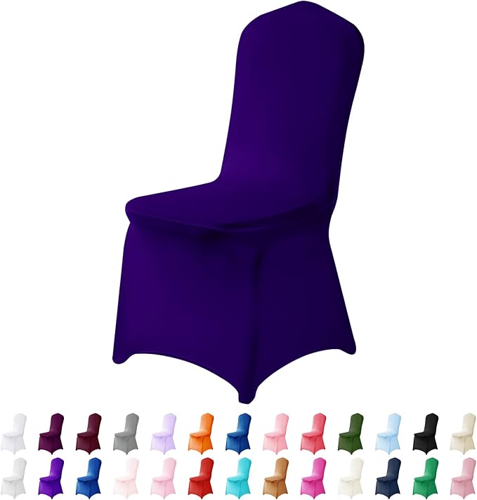 Spandex Chair Covers, 12PCS, Removable Washable Protector Stretch Covers for Living Room, Party, Banquet, Wedding, Hotel (Purple) by AlGaiety