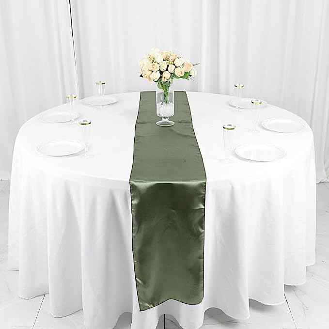 Balsa Circle 6 pcs 12 x 108 inch Eucalyptus Green Satin Table Runners Wedding Table Top Party Supplies Reception Linens Decorations - Image 2