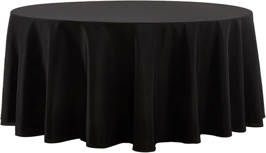 1 Pack Black Round Tablecloths 132 Inch for Dining Tables | Washable Decorative Linen Polyester Table Cover for Banquets Buffets Parties and Weddings by AOCOZHomeLifeMuseum