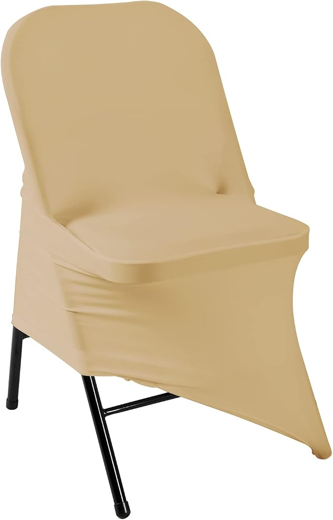 Spandex Chair Cover,25PCS,Living Room Folding Chair Covers,Removable Chair Covers Washable Protector Stretch Chair Cover for Party, Banquet,Wedding Event,Hotel(Champagne) - Image 4