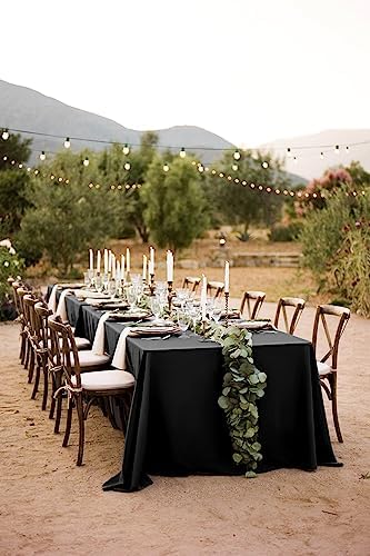 6 Pack Rectangle Tablecloth 90 x 156 inch Black Polyester Table Cloth for 8 Feet Tables,Washable Fabric Stain and Wrinkle Resistant Table Cover Table Clothes for Wedding Parties Banquet Kitchen - Image 2