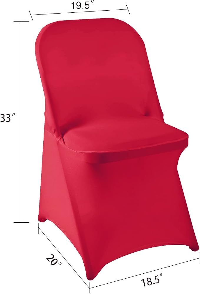 Folding Chair Covers for Party - 12pcs, Red Universal Spandex Fitted Chair Covers for Wedding, Banquet, Conference - Image 4