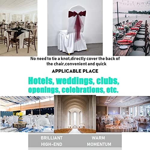 Polyester Stretch Chair Sashes Bands Organza Sash Bows Spandex Bows for Party Birthday Hotel Wedding Banquets Decoration (Burgundy 100 PCS) - Image 2