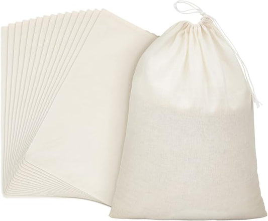 Pangda 15 Pcs Muslin Bags 8x10 Inches, Cotton Drawstring Bags Fabric Gift Pouches Bulk Sachet Reusable Grocery Pouches for Jewelry Party Favors Wrapping Home Storage DIY Craft by Pangda