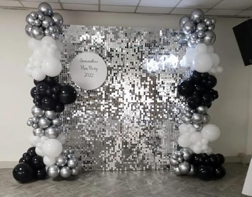 Shimmer Wall Backdrop - 24pcs Decorations Panel | Wedding, Birthday, Anniversary, Engagement & Bridal Shower Party Decor Panel (Silver) by Shimmerhoo