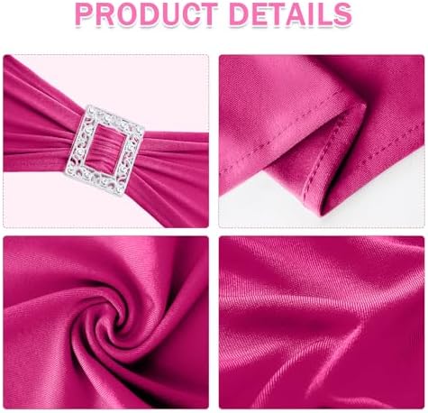 Joccun 30 PCS Spandex Chair Sashes Bows Stretch Chair Cover Band with Buckle Slider Universal Elastic Chair Ties for Wedding Banquet Party Event Decoration (Fuchsia) - Image 3